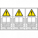 Foglio n. 3 etichette adesive LEGGERE manuale EN ISO 7010