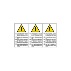 Foglio n. 3 etichette adesive LEGGERE MANUALE 5 lingue EN ISO 7010