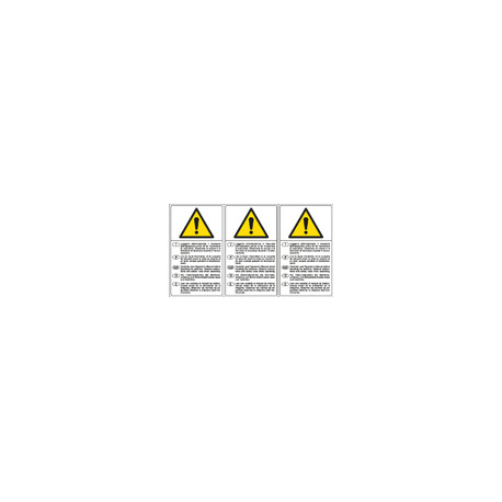 Foglio n. 3 etichette adesive LEGGERE MANUALE 5 lingue EN ISO 7010