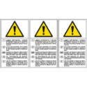 Foglio n. 3 etichette adesive LEGGERE MANUALE 5 lingue EN ISO 7010