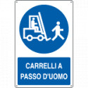 Cartello obbligo carrelli a passo d'uomo