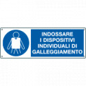 Cartello obbligo indossare dispositivi individuali di galleggiamento
