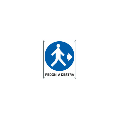 Cartello obbligo pedoni a destra