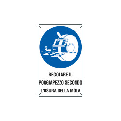 Cartello obbligo regolare poggia pezzo secondo