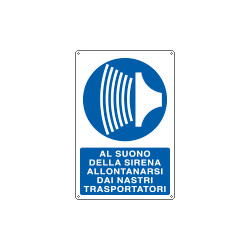 Cartello obbligo allontanarsi da nastri trasportatori