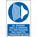 Cartello obbligo allontanarsi da nastri trasportatori