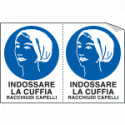 Foglio n. 2 etichette adesive obbligo usare cuffia