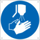 Cartello obbligo disinfettare le mani EN ISO 7010