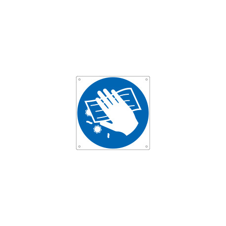 Cartello obbligo disinfettare le superfici EN ISO 7010