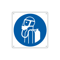 Cartello obbligo utilizzo apparecchio di respirazione EN ISO 7010