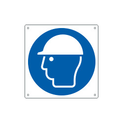 Cartello obbligo uso casco di protezione solo simbolo EN ISO 7010