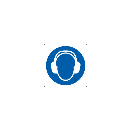 Cartello obbligo indossare protezione udito solo simbolo EN ISO 7010