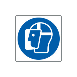 Cartello obbligo indossare schermo protett solo simbolo EN ISO 7010