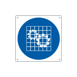 Cartello obbligo controllare le protezioni solo simbolo EN ISO 7010