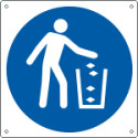 Cartello obbligo versare i rifiuti nell'apposito conten. EN ISO 7010