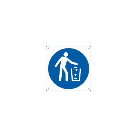 Cartello obbligo versare i rifiuti nell'apposito conten. EN ISO 7010