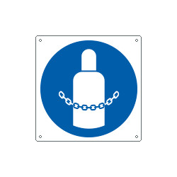 Cartello obbligo agganciare le bombole EN ISO 7010