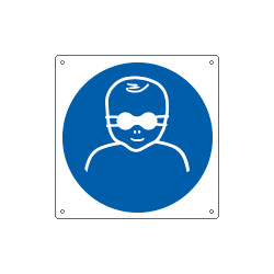 Cartello proteggere bambini con occhiali opachi EN ISO 7010