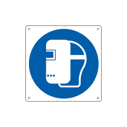 Cartello obbligo uso maschera per la saldatura simbolo UNI ISO 7010