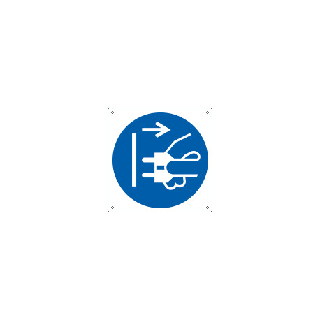 Cartello obbligo staccare la spina dalla presa solo simbolo EN ISO7010