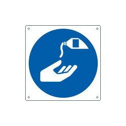 Cartello obbligo usare la crema barriera solo simbolo EN ISO 7010