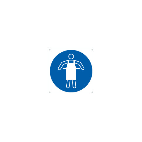 Cartello obbligo usare grembiule protettivo solo simbolo EN ISO 7010