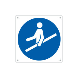 Cartello obbligo usare il corrimano solo simbolo EN ISO 7010