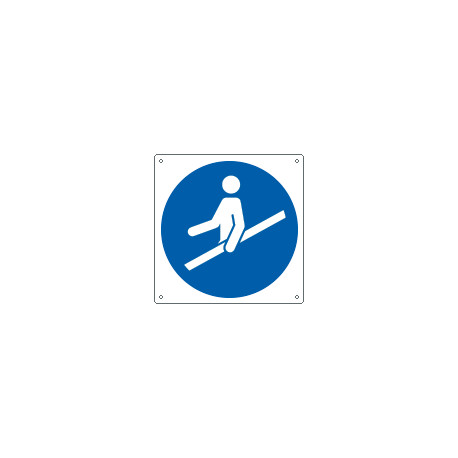 Cartello obbligo usare il corrimano solo simbolo EN ISO 7010