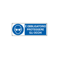 Cartello obbligo e'obbligatorio proteggere gli occhi EN ISO 7010