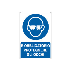 Cartello obbligo e'obbligatorio proteggere gli occhi EN ISO 7010