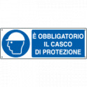 Cartello obbligo e'obbligatorio indossare il casco. . . EN ISO 7010