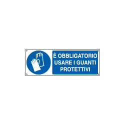 Cartello obbligo e'obbligatorio usare i guanti protettivi EN ISO 7010
