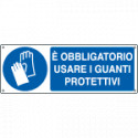 Cartello obbligo e'obbligatorio usare i guanti protettivi EN ISO 7010