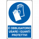 Cartello obbligo e'obbligatorio usare i guanti protettivi EN ISO 7010