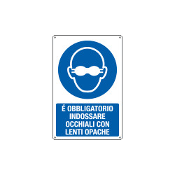 Cartello indossare occhiali lenti opache EN ISO 7010