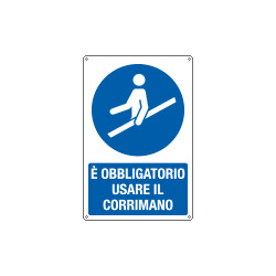 Cartello usare il corrimano EN ISO 7010