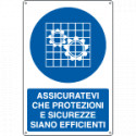 Cartello controllare efficienza protezioni sicurezza EN ISO 7010
