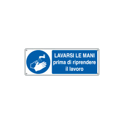 Cartello obbligo lavare le mani prima di lavorare EN ISO 7010