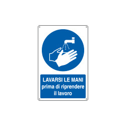 Cartello obbligo lavare le mani prima di lavorare EN ISO 7010