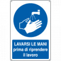 Cartello obbligo lavare le mani prima di lavorare EN ISO 7010