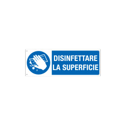 Cartello obbligo " disinfettare la superficie " EN ISO 7010