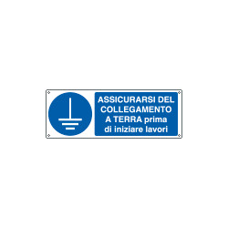Etichetta assicurarsi del collegamento a terra prima EN ISO 7010