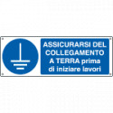 Etichetta assicurarsi del collegamento a terra prima EN ISO 7010