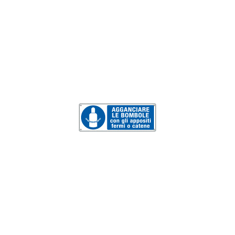 Cartello obbligo agganciare le bombole con appositi fermi EN ISO 7010