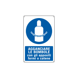 Cartello obbligo agganciare le bombole con appositi fermi EN ISO 7010