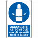 Cartello obbligo agganciare le bombole con appositi fermi EN ISO 7010
