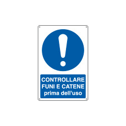 Cartello obbligo controllare funi e catene EN ISO 7010