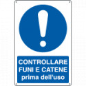 Cartello obbligo controllare funi e catene EN ISO 7010