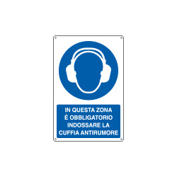 Cartello obbligo In questa zona indossare cuffia EN ISO 7010
