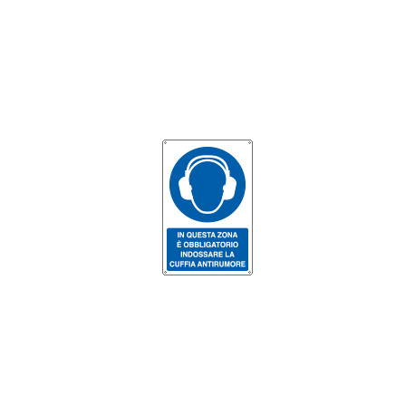Cartello obbligo In questa zona indossare cuffia EN ISO 7010